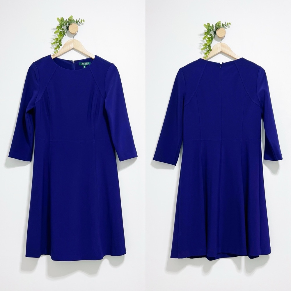 Lauren Ralph Lauren Purple Stretch Short Business Party Flare Dress